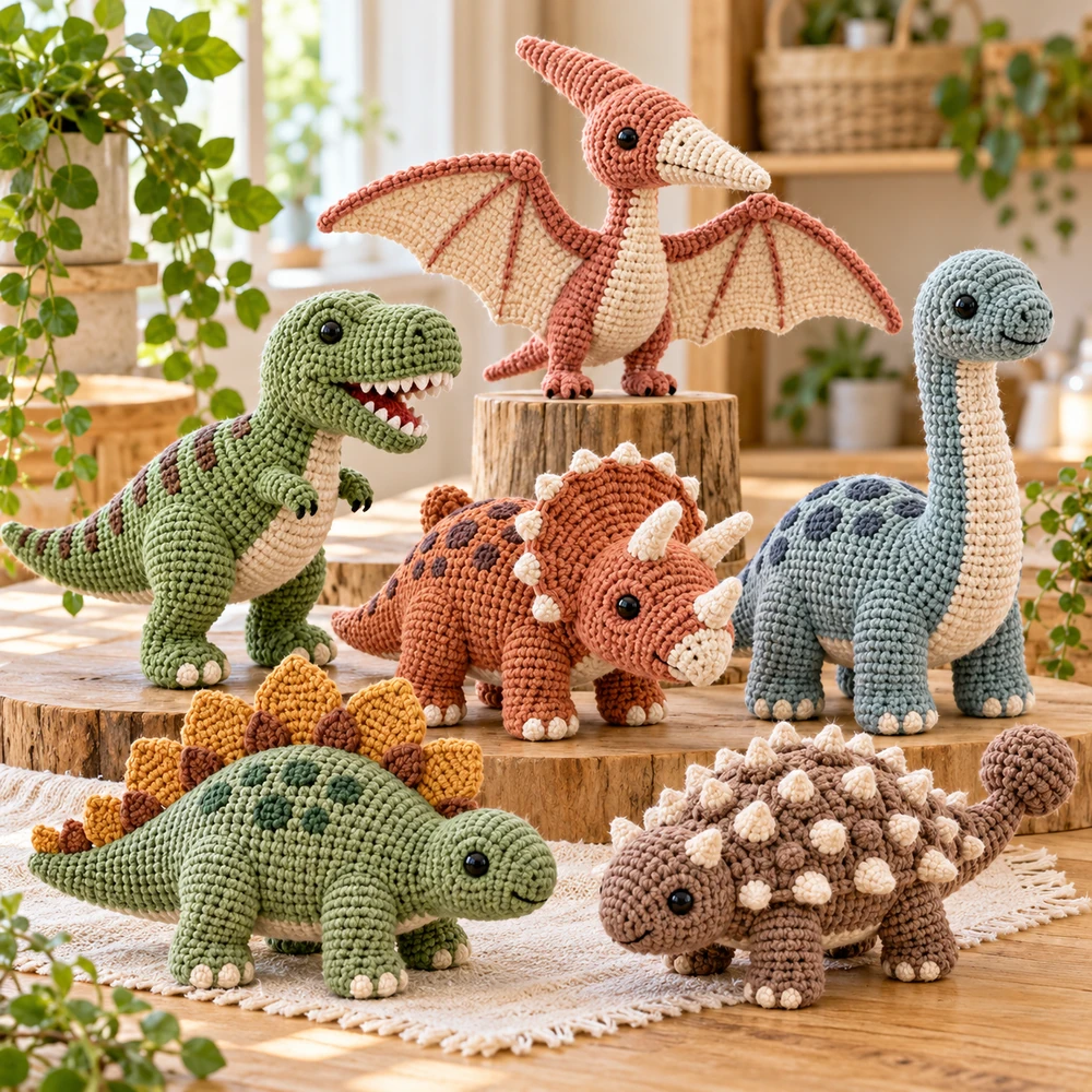 Square product preview of the Dinosaur Amigurumi: 6-Pack digital pattern collection