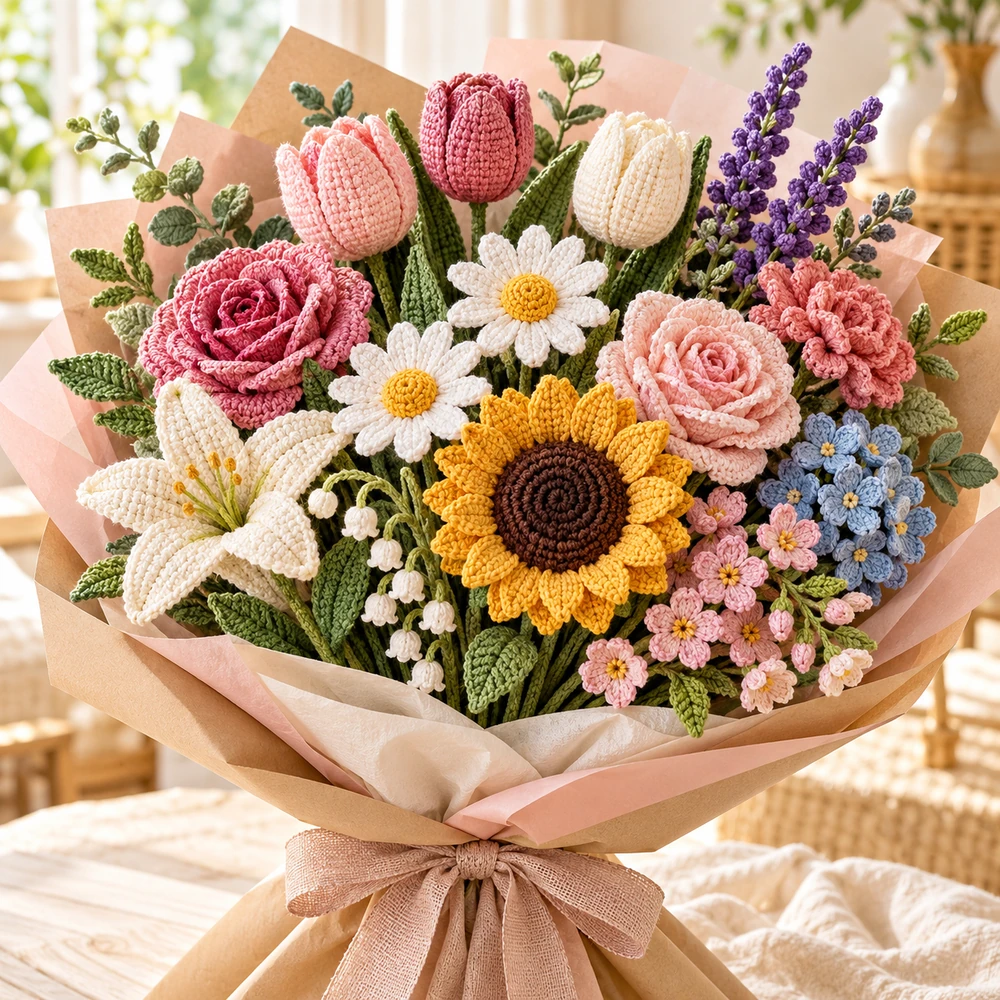 Square product preview of the Forever Flower Bouquet: 12 Designs digital pattern collection