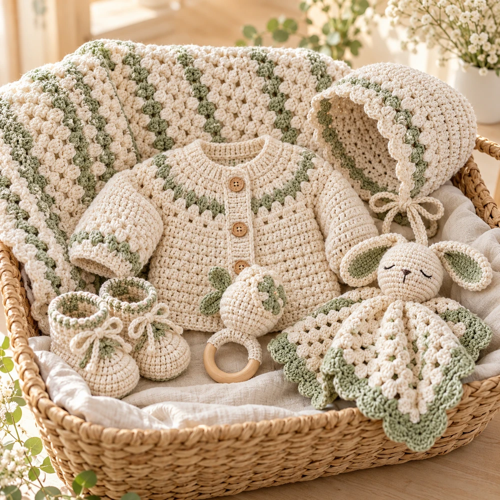 Square product preview of the New Baby Gift Set digital pattern collection