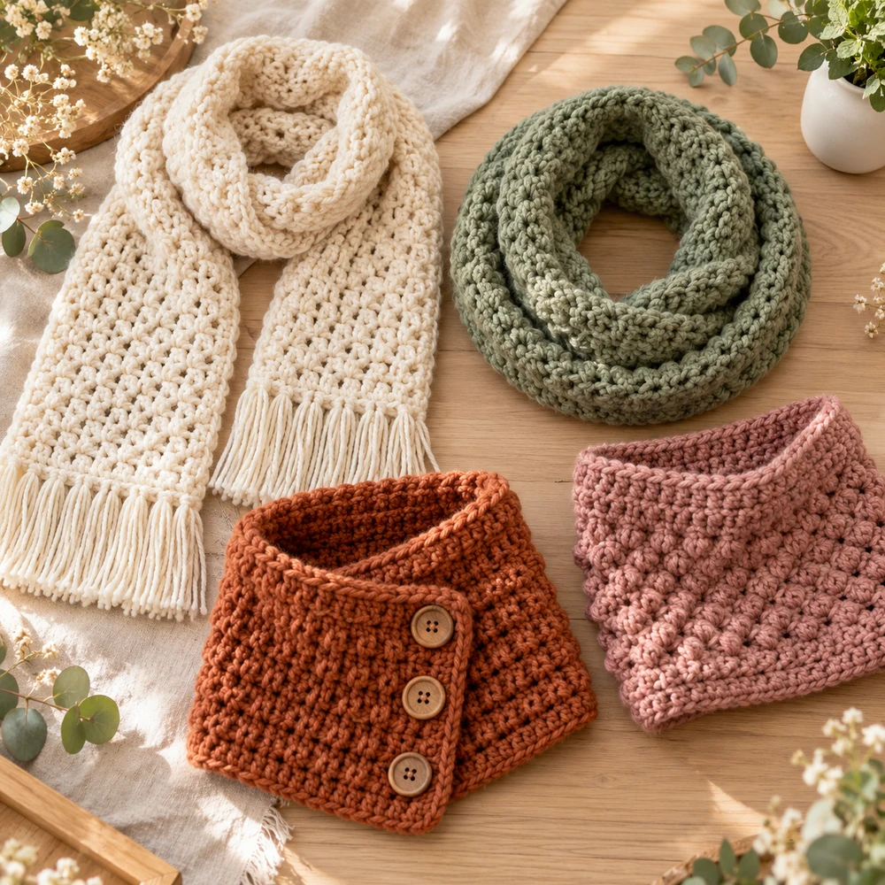 Square product preview of the Scarf and Cowl: Four-Style Bundle digital pattern collection