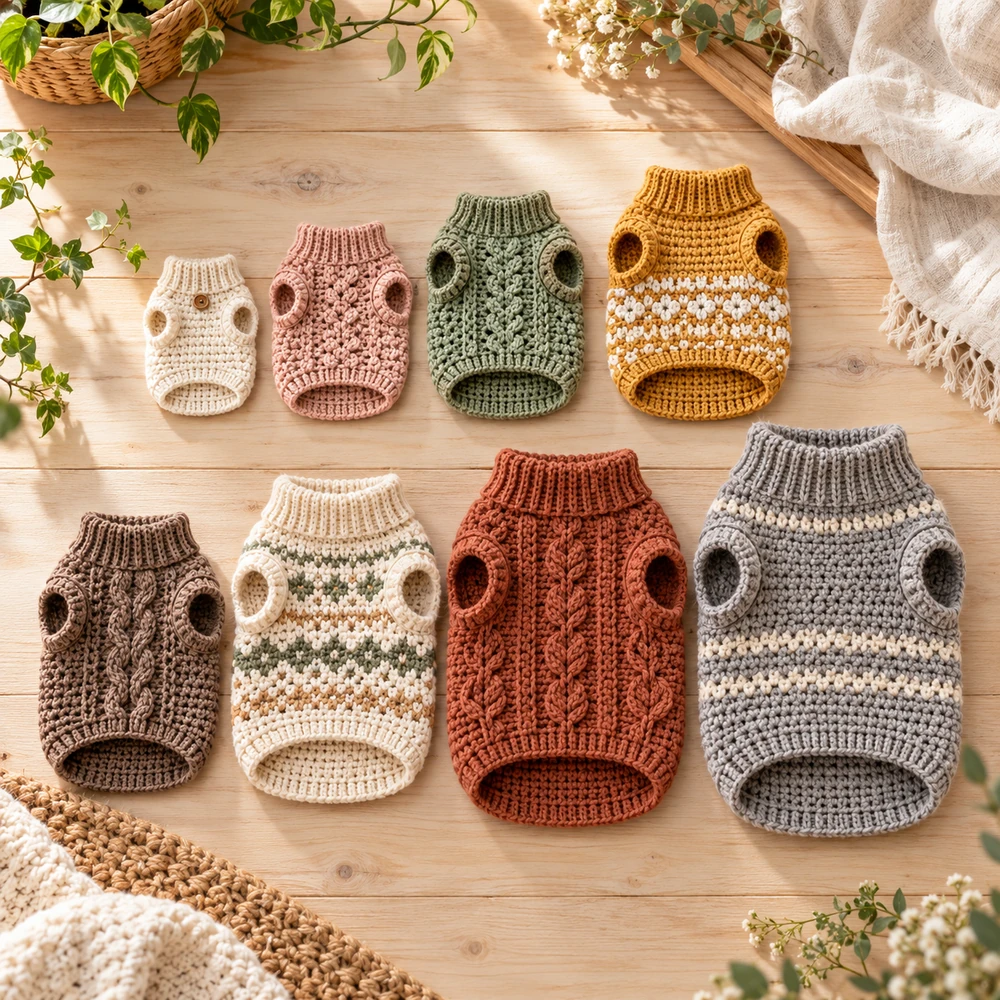 Square product preview of the Size-Inclusive Dog Sweater: Eight Sizes digital pattern collection