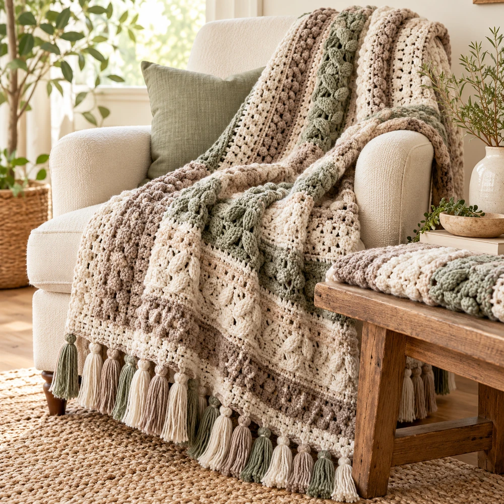Square product preview of the Weekend Chunky Textured Throw digital pattern collection