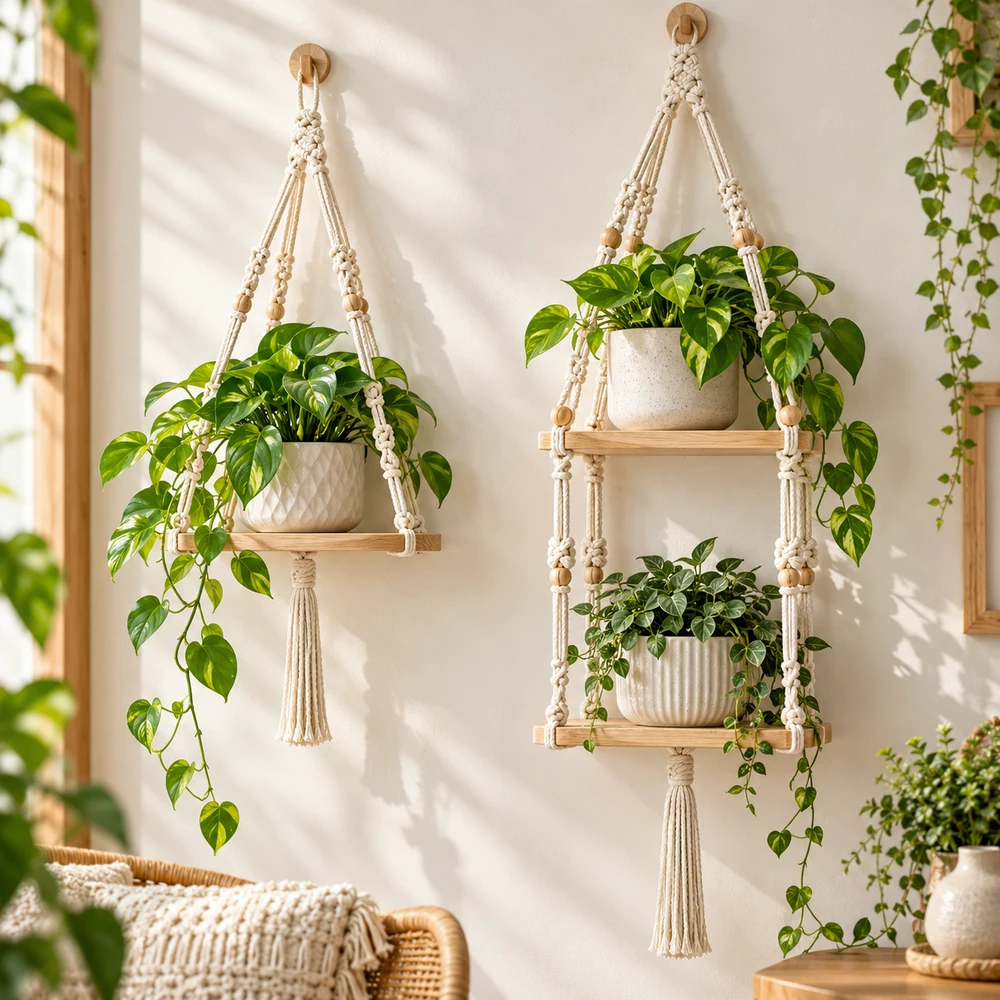 Square product preview of the Hanging Plant Shelf: Two Sizes digital pattern collection