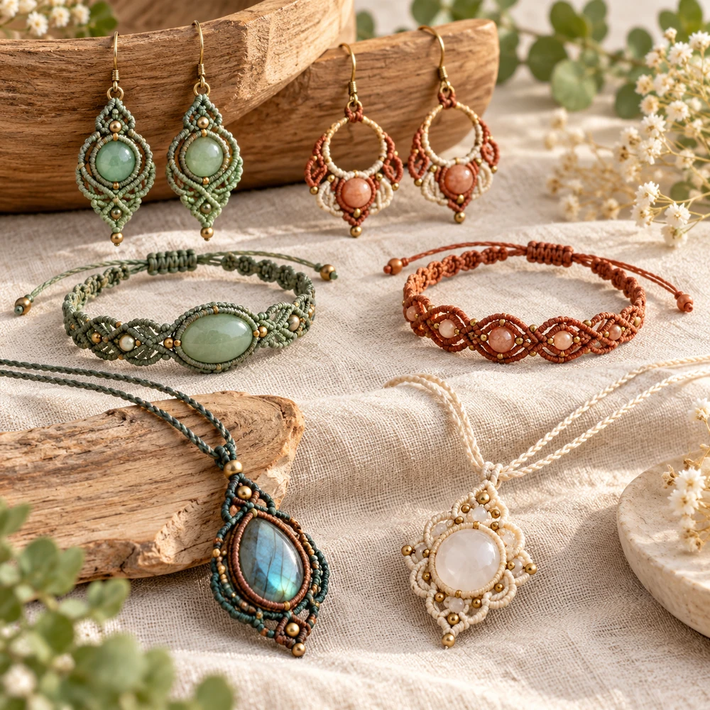 Square product preview of the Micro-Macramé Jewelry Starter Collection digital pattern collection