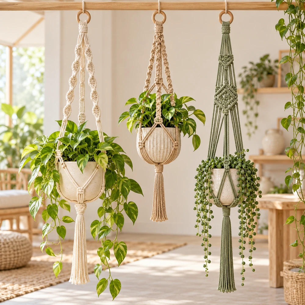 Square product preview of the Modern Plant Hanger Trio digital pattern collection