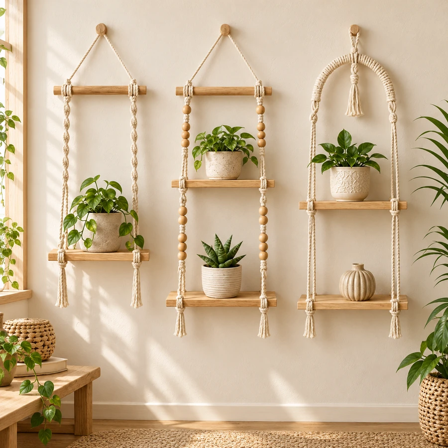 Square product preview of the Macramé Plant Ladder Wall Decor - Trio digital pattern collection
