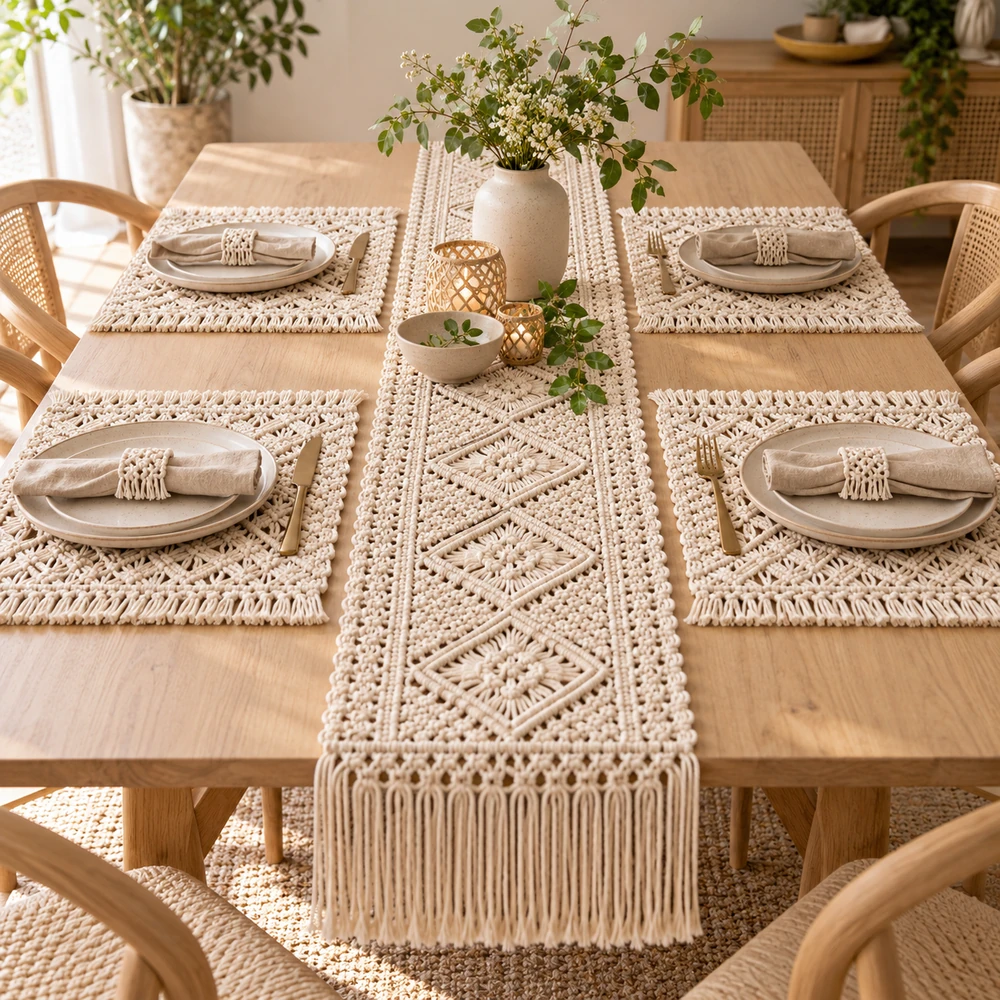 Square product preview of the Table Runner and Placemats Set digital pattern collection